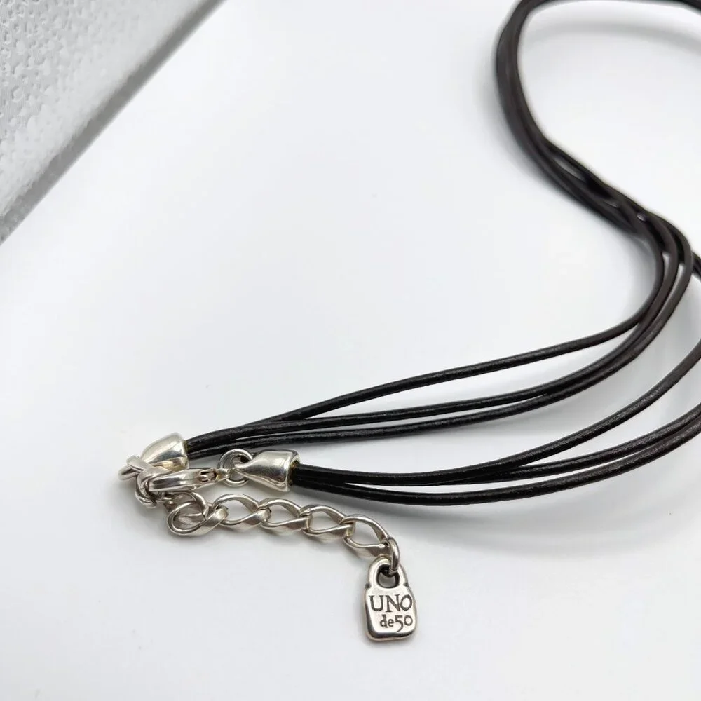 UNO de 50 Leather Silver plated Necklace Skalator Woman Climb BOHO Tassel Dangle - Picture 14 of 16
